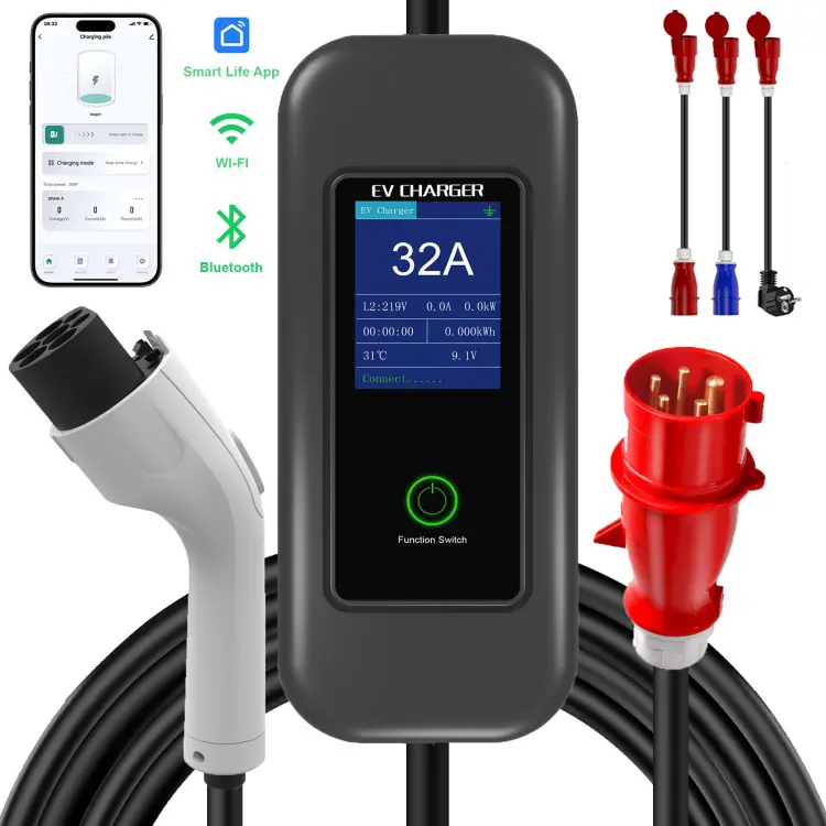 Portable Type 2 EV charger with converter ...