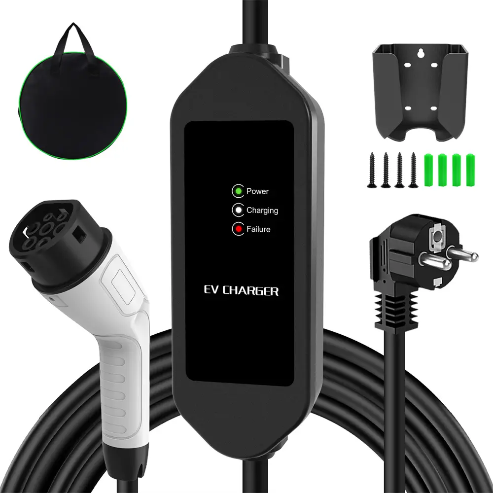 Cheap 3.5KW Type 2 EV Charger Station 5M with LED Indicators, IP67 Waterproof EV Charger, 7KW EV Charging Cable with Carry Bag