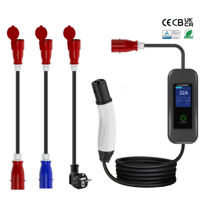 NACS EV charger Portable Tesla electric Car 16A 32A 40A changeable plugs (manually current aadjustment and wide current range)