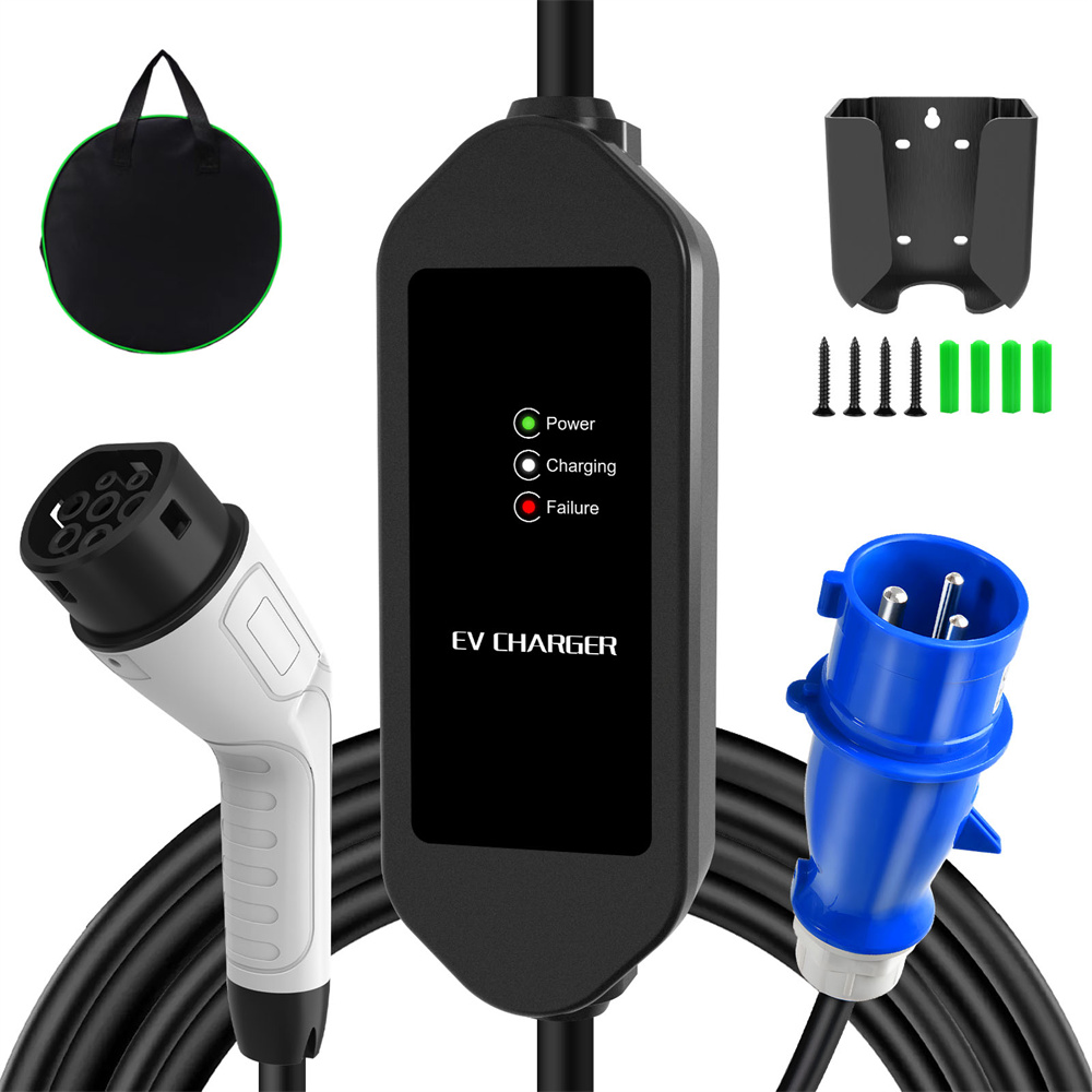 Cheap 3.5KW Type 2 EV Charger Station 5M with LED Indicators, IP67 Waterproof EV Charger, 7KW EV Charging Cable with Carry Bag
