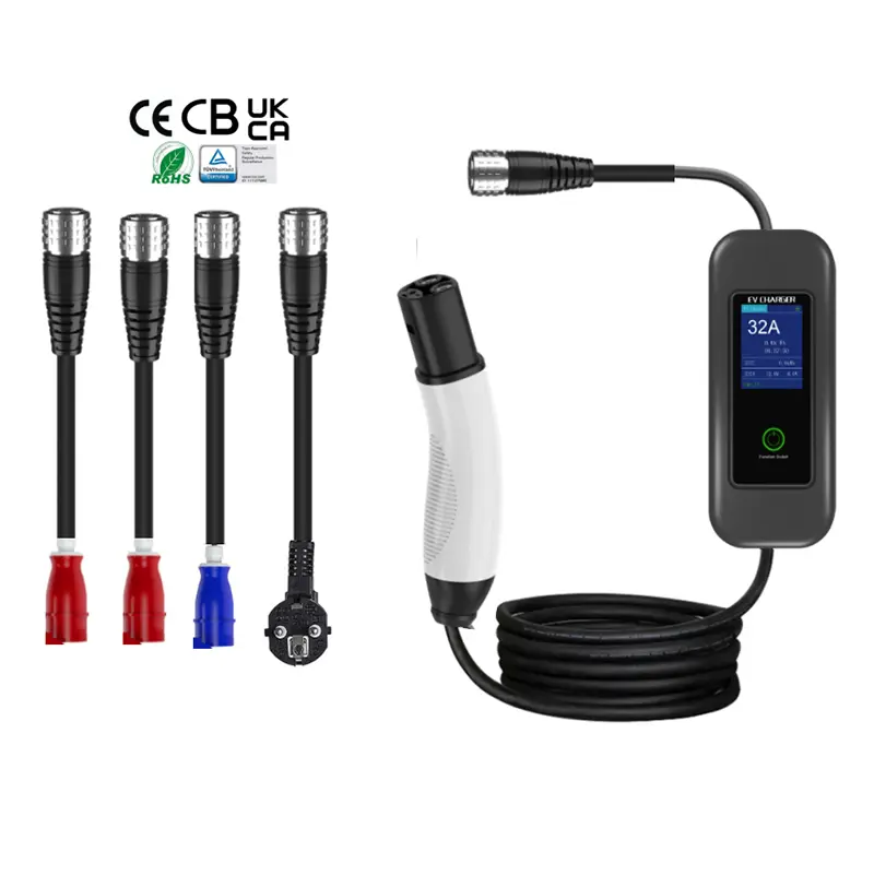 Portable EV charger Tesla NACS standard 16A 32A 40A changeable power plugs and current automatic recognazition